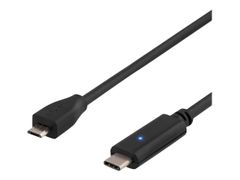 Deltaco USBC-1023 - USB-kabel - USB-C (hann) til Micro-USB type B (hann) - USB 2.0 - 50 cm - reversibel C-kontakt - svart