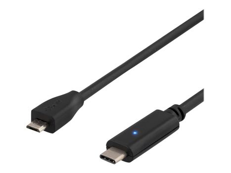 Deltaco USBC-1023 - USB-kabel - USB-C (hann) til Micro-USB type B (hann) - USB 2.0 - 50 cm - reversibel C-kontakt - svart (USBC-1023)