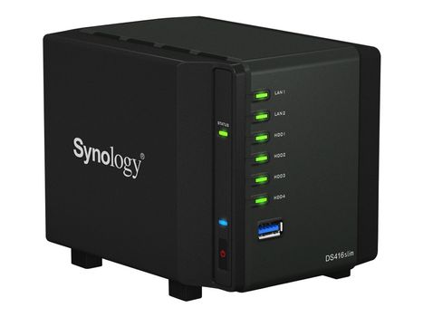 Synology Disk Station DS416slim - NAS-server - 4 brønner - SATA 6Gb/s - RAID 0, 1, 5, 6, 10, JBOD - RAM 512 MB - Gigabit Ethernet - iSCSI (DS416SLIM)