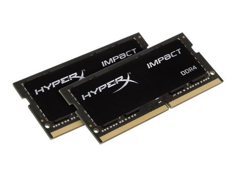 Kingston HyperX Impact - DDR4 - sett - 32 GB: 2 x 16 GB - SO DIMM 260-pin - 2400 MHz / PC4-19200 - ikke-bufret (HX424S14IBK2/32)