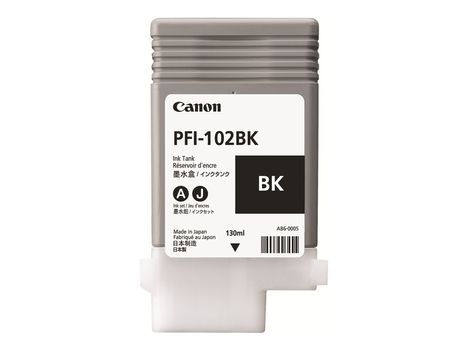 Canon PFI-102 BK - 130 ml - fargestoffbasert svart - original - blekkbeholder - for imagePROGRAF iPF510, iPF610, iPF650, iPF655, iPF750, iPF755, iPF760, iPF765, LP17, LP24 (0895B001AA)