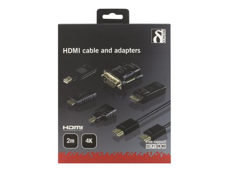Deltaco HDMI-251 - HDMI med Ethernet-kabelsett - DisplayPort / HDMI / DVI - 2 m (HDMI-251)
