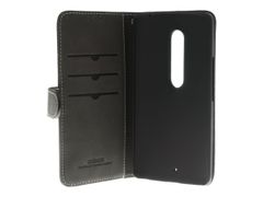 INSMAT Exclusive FlipCase - Lommebok for mobiltelefon - ekte skinn - svart - for Motorola Moto X Play