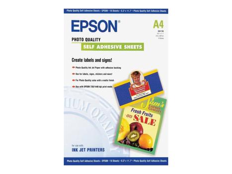 Epson Photo Quality Self Adhesive Sheets - ark - 10 stk - A4 - 167 g/m² (C13S041106)