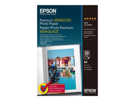 Epson Premium Semigloss Photo Paper - fotopapir - halvblank - 20 ark - A4 (C13S041332)