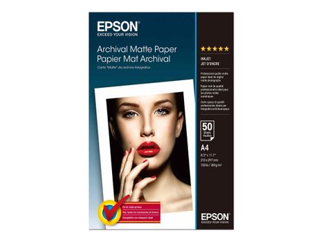 Epson Archival Matte Paper - papir - 50 ark - A4 - 189 g/m² (C13S041342)