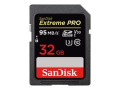 SanDisk Extreme Pro - Flashminnekort - 32 GB - Video Class V30 / UHS Class 3 / Class10 - 633x - SDHC UHS-I