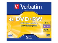 VERBATIM DataLifePlus - DVD+RW x 5 - 4.7 GB - lagringsmedier