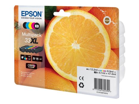 Epson 33XL Multipack - 5-pack - 47 ml - XL - svart, gul, cyan, magenta, fotosort - original - blister - blekkpatron - for Expression Premium XP-530, XP-630, XP-635, XP-640, XP-645, XP-830, XP-900 (C13T33574011)