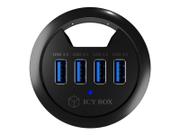 ICY BOX ICY BOX IB-HUB1403 - Hub - 4 x SuperSpeed USB 3.0 - kan monteres i flukt