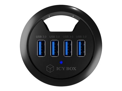 ICY BOX ICY BOX IB-HUB1403 - Hub - 4 x SuperSpeed USB 3.0 - kan monteres i flukt (IB-HUB1403)