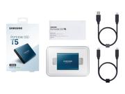 Samsung Portable SSD T5 MU-PA250 - Solid State Drive - kryptert - 250 GB - ekstern (bærbar) - USB 3.1 Gen 2 (USB-C kontakt) - 256-bit AES - Oseanblå (MU-PA250B/EU)