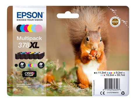 Epson 378XL Multipack - 6-pack - XL - svart, gul, cyan, magenta, lys magenta, lys cyan - original - blekkpatron (C13T37984010)