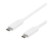 Deltaco USB-kabel - USB-C (hann) til USB-C (hann) - USB 3.1 Gen 2 - 1 m - hvit (USBC-1127)