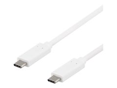 Deltaco USB-kabel - USB-C (hann) til USB-C (hann) - USB 3.1 Gen 2 - 1 m - hvit
