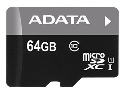 ADATA Premier - flashminnekort - 64 GB - microSDXC UHS-I (AUSDX64GUICL10A1-RA1)