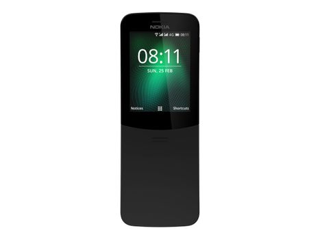 Nokia 8110 4G - Mobiltelefon - dobbelt-SIM - 4G LTE - microSD slot - GSM - 320 x 240 piksler - RAM 512 MB - 2 MP - KaiOS - svart (16ARGB01A03)