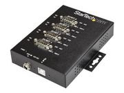 StarTech 4 Port Serial Hub USB to RS232/ RS485/ RS422 Adapter, Industrial USB 2.0 to DB9 Serial Converter Hub, IP30 Rated, Din Rail Mountable Metal Serial Hub, 15kV ESD Protection - 6ft Locking Cable Incl - seri (ICUSB234854I)