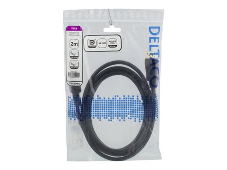 Deltaco DP-1020D - DisplayPort-kabel - DisplayPort (hann) til DisplayPort (hann) - DisplayPort 1.2 - 2 m - 4K-støtte - svart (DP-1020D)