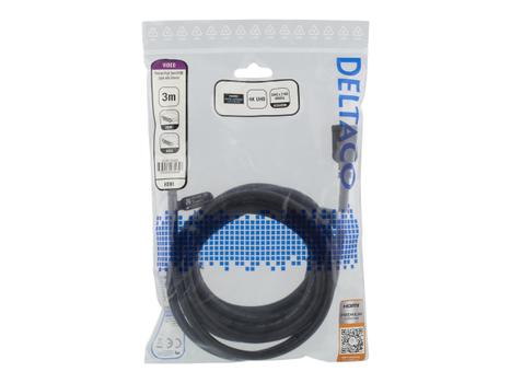 Deltaco HDMI-1030D - HDMI med Ethernet-kabel - 3 m (HDMI-1030D)
