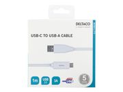 Deltaco USB-A til USB-C-kabel,  1m (USBC-1009M)