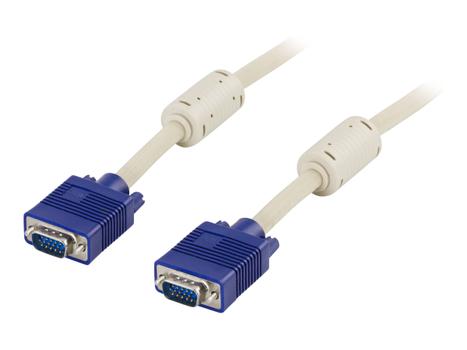 Deltaco VGA-kabel - HD-15 (VGA) (hann) til HD-15 (VGA) (hann) - 1.8 m - formstøpt - beige (RGB-2)