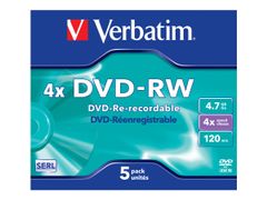 VERBATIM DataLifePlus - DVD-RW x 5 - 4.7 GB - lagringsmedier
