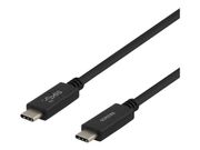Deltaco USB-kabel - USB-C (hann) til USB-C (hann) - USB 3.1 Gen 2 - 5 A - 1 m - USB Power Delivery (5 A, 100 W) - svart (USBC-1402M)