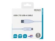 Deltaco USB-A til USB-C-kabel,  0.5m (USBC-1008M)