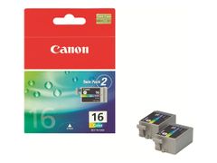 Canon BCI-16 - 2-pack - gul, cyan, magenta - original - blekkbeholder - for i90; PIXMA iP90, iP90v, mini220; SELPHY CP500, DS700, DS810