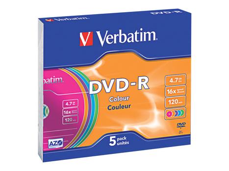 Verbatim Colours - DVD-R x 5 - 4.7 GB - lagringsmedier (43557)