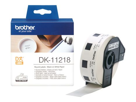Brother DK-11218 - Svart på hvitt - Rull (2,4 cm) 1000 stk (1 rull(er) x 1000) merkelapper - for Brother QL-1050, QL-1060, QL-500, QL-550, QL-560, QL-570, QL-580, QL-650, QL-700, QL-720 (DK11218)