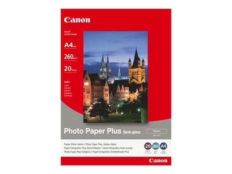 Canon Photo Paper Plus SG-201 - fotopapir - halvblank - 20 ark - A4 - 260 g/m² (1686B021)