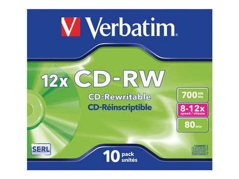 Verbatim 10 x CD-RW - 700 MB 8x - 12x - CD-eske (43148)