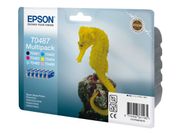 Epson Multipack T0487 - 6-pack - svart, gul, cyan, magenta, lys magenta, lys cyan - original - blekkpatron (C13T04874010)