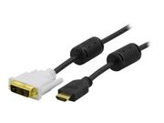 Deltaco Videokabel - enkeltlenke - HDMI / DVI - HDMI (hann) til DVI-D (hann) - 2 m (HDMI-112)