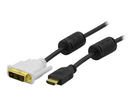 Deltaco Videokabel - enkeltlenke - HDMI / DVI - HDMI (hann) til DVI-D (hann) - 2 m