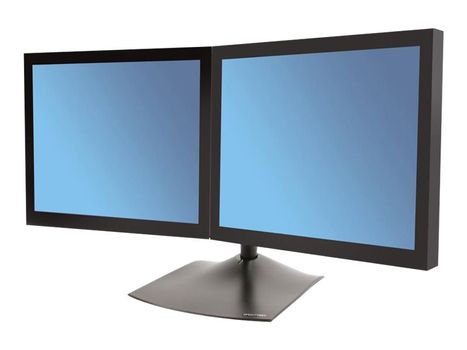 Ergotron DS100 Dual-Monitor Desk Stand, Horizontal - Stativ for 2 LCD-skjermer - stål, robust aluminium - svart - skjermstørrelse: inntil 24" - skrivebordsmonterbar (33-322-200)
