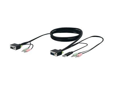 Belkin SOHO KVM Replacement Cable Kit - Tastatur / video / mus / lydkabel - USB, HD-15 (VGA), ministereojakk (hann) til HD-15 (VGA), ministereojakk (hann) - 3 m - grå - B2B