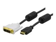 Deltaco Videokabel - enkeltlenke - HDMI / DVI - HDMI (hann) til DVI-D (hann) - 1 m - svart (HDMI-110)
