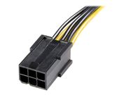 StarTech PCI Express 6 pin to 8 pin Power Adapter Cable - Strømkabel - 6-pins PCIe-strøm (hunn) til 8-pins PCIe-strøm (hann) - 15.5 cm - gul - for P/N: ATX2POWER430,  ATX2POWER530 (PCIEX68ADAP)