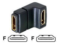 Delock HDMI-adapter - HDMI (hunn) til HDMI (hunn) - høyrevinklet kontakt (65075)