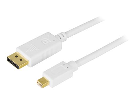 Deltaco DP-1120 - DisplayPort-kabel - Mini DisplayPort (hann) til DisplayPort (hann) - 2 m - hvit (DP-1120)