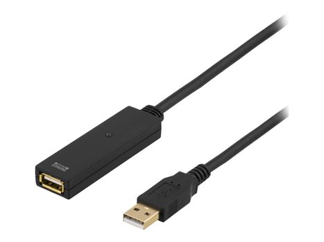Deltaco USB2-EX20M - USB-forlengelseskabel - USB (hann) til USB (hunn) - USB 2.0 - 20 m - aktiv (USB2-EX20M)