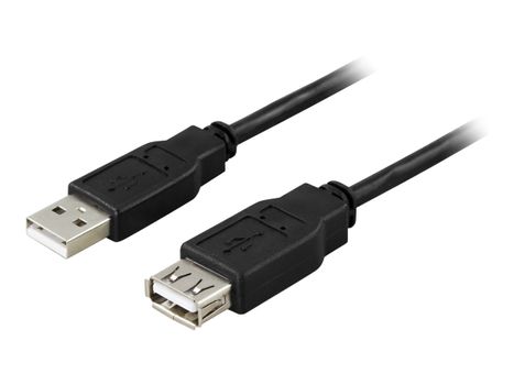 Deltaco USB2-12S - USB-forlengelseskabel - USB (hann) til USB (hunn) - USB 2.0 - 2 m - svart (USB2-12S)