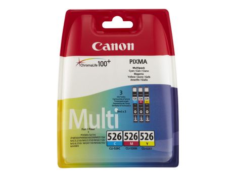 Canon CLI-526 Multipack - 3-pack - gul, cyan, magenta - original - blekkbeholder - for PIXMA iP4950, iX6550, MG5350, MG6150, MG6250, MG8150, MG8250, MX715, MX885, MX892, MX895 (4541B009)
