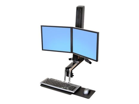 Ergotron WorkFit-S Dual Monitor Standing Desk Workstation - monteringssett - for 2 LCD-skjermer / tastatur / mus (33-341-200)
