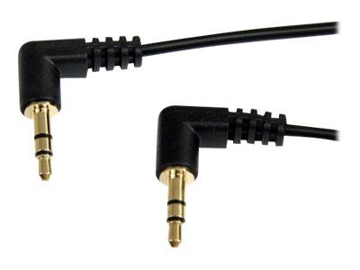 StarTech 6 ft. (1.8 m) Right Angle 3.5 mm Audio Cable - 3.5mm Slim Audio Cable - Right Angle - Male/Male - Aux Cable (MU6MMS2RA) - lydkabel - 1.8 m (MU6MMS2RA)