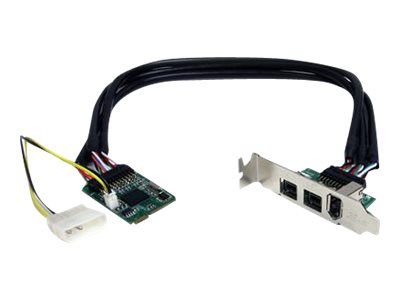 StarTech 3 Port 2b 1a 1394 Mini PCI Express FireWire Card Adapter - FireWire adapter - PCIe Mini Card - FireWire 800 - 2 ports + 1 x FireWire - MPEX1394B3 - FireWire-adapter - 2 porter (MPEX1394B3)