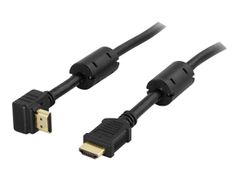 Deltaco HDMI-1030V - HDMI med Ethernet-kabel - HDMI (hann) til HDMI (hann) - 3 m - svart - vinkelkontakt